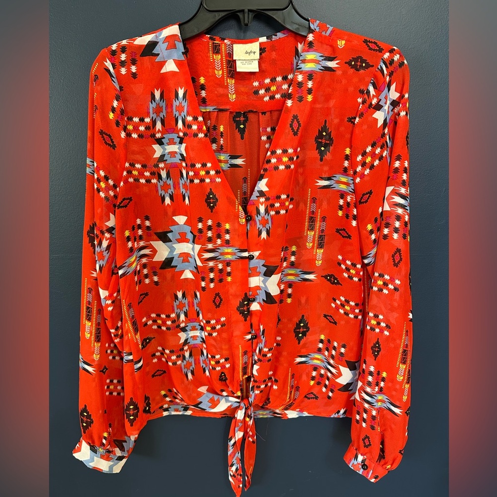Aztec Front Tie Blouse